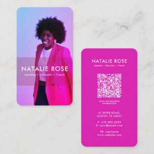 Modern Vertical Fuchsia Pink Business Card