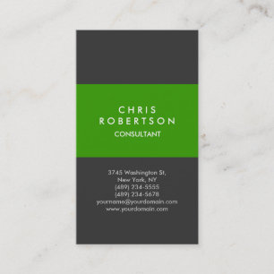Modern Vertical Green Grey Minimal Business Card