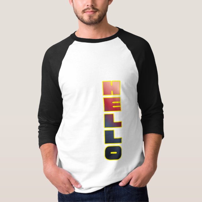 Modern Vertical Hello Graphic T-Shirt (Front)