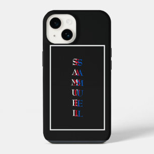 Modern Vertical Monogram Black White iPhone 14 Case