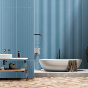 Modern Vertical Niagara Blue Striped Pattern Wallpaper