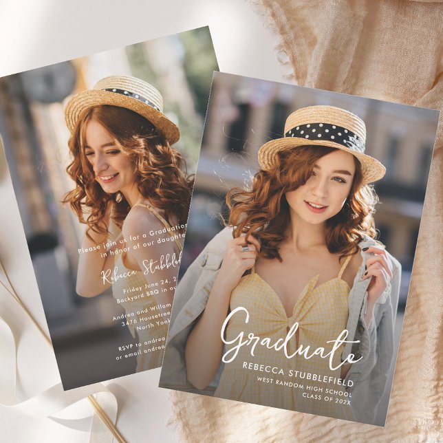 Modern Vertical Photo Graduation 2025 Invitation (Modern Graduation Vertical Photo Grad Party 2025 Invitation)