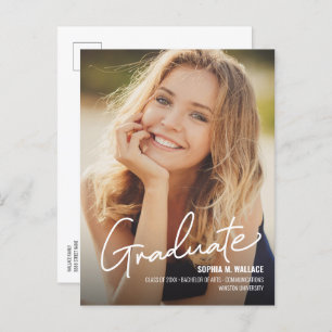 Modern Vertical Photo Graduation Announcement Postcard