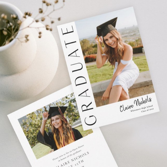 Modern Vertical Photo Graduation Invitation (Creator Uploaded)