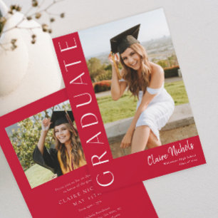 Modern Vertical Photo Graduation Invitation