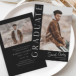 Modern Vertical Photo Graduation Invitation<br><div class="desc">This modern elegant stylish photo graduation invitation features a vertical photo and headline with customisable script name and text on the front. The back has an invitation with party details. A great way to showcase your graduate. Click the edit button to personalise this design.</div>