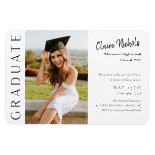 Modern Vertical Photo Graduation Invitation Magnet