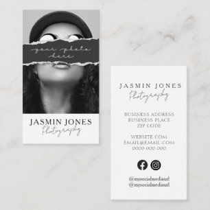 Modern Vertical Photo Photography Business Card