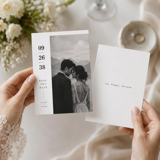 Modern Vertical Photo Save The Date Card (Creator Uploaded)