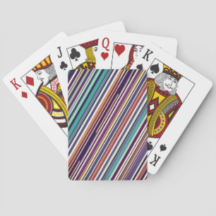 Modern Vertical Stripe Abstract in Plum & Teal Playing Cards