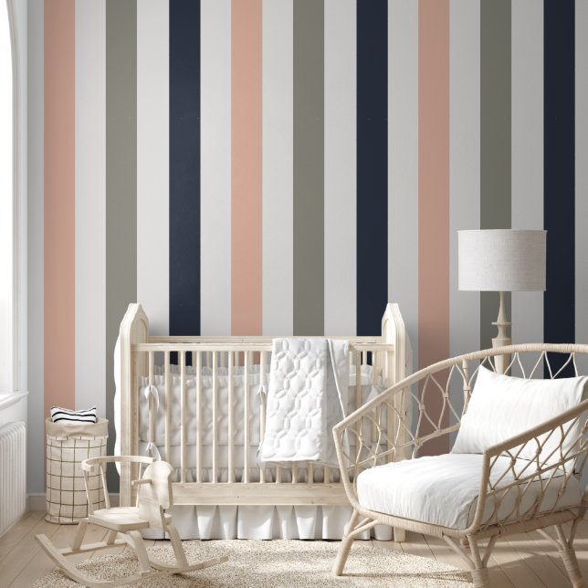 Modern Vertical Stripes Pattern Pink white Grau  Wallpaper (Kids)