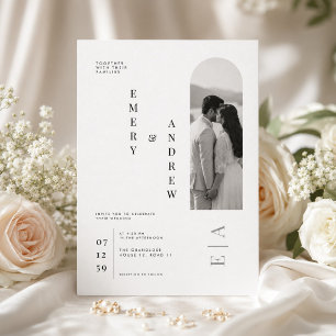 Modern Vertical Typography Wedding Template. Invitation