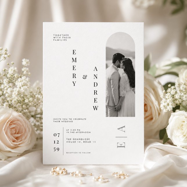Modern Vertical Typography Wedding Template. Invitation (Creator Uploaded)