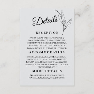 Modern Vertical Wedding Enclosure Card