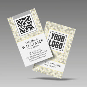 Modern Vertical Yellow & Grey Geometric  Business Card