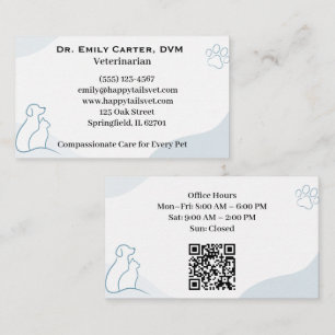 Modern Vet Clinic With QR Customisable  Business Card