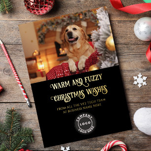 Modern Vet Tech Pet Dog Photo Business Logo Foil Holiday Card