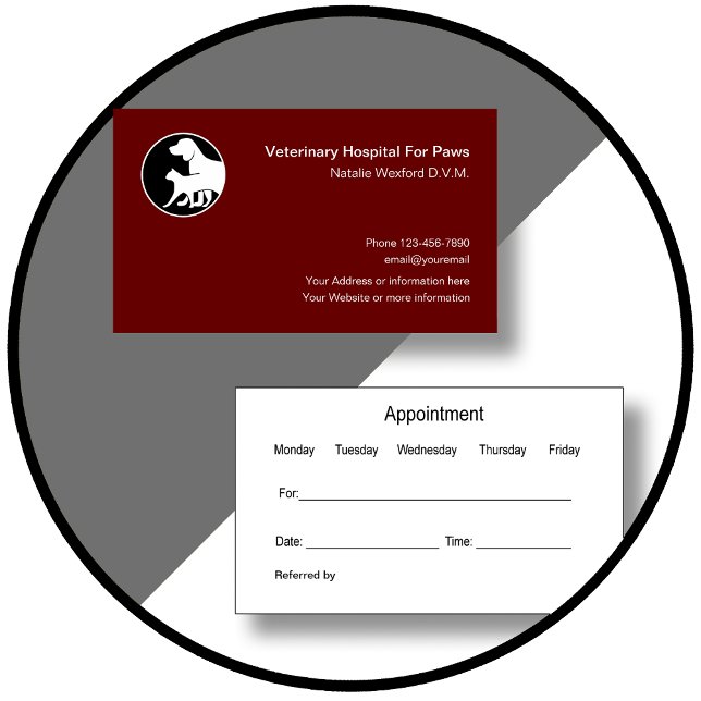 Modern Veterinarian Appointment Business Card (Veterinarian Modern Business Cards by CustomBusinessTemplates)