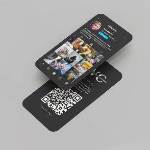 Modern Veterinarian VET Veterinary Instagram Dark Business Card