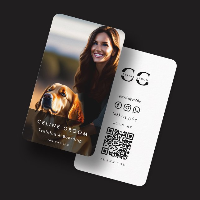 Modern Veterinary Pet Groom Care Veterinarian Qr Business Card (Creator Uploaded)