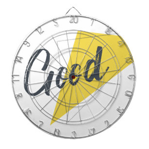 Modern, vibrant, bold graphic design of Good Dartboard