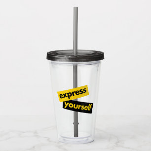 Modern, vibrant, bold graphic of Express Yourself Acrylic Tumbler