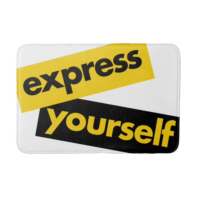Modern, vibrant, bold graphic of Express Yourself Bath Mat (Front)
