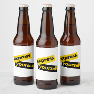 Modern, vibrant, bold graphic of Express Yourself Beer Bottle Label