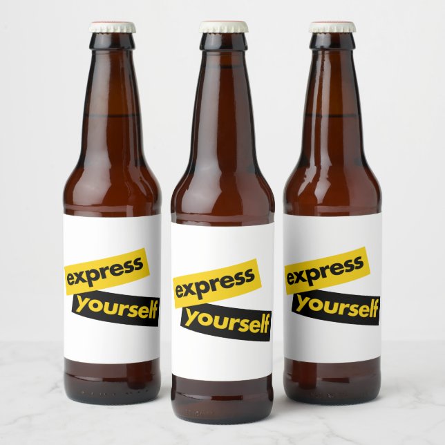 Modern, vibrant, bold graphic of Express Yourself Beer Bottle Label (Bottles)