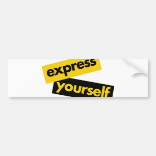 Modern, vibrant, bold graphic of Express Yourself Bumper Sticker