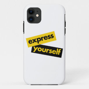 Modern, vibrant, bold graphic of Express Yourself iPhone 11 Case