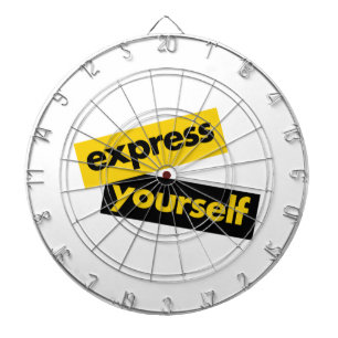 Modern, vibrant, bold graphic of Express Yourself Dartboard