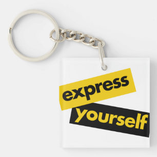 Modern, vibrant, bold graphic of Express Yourself Key Ring