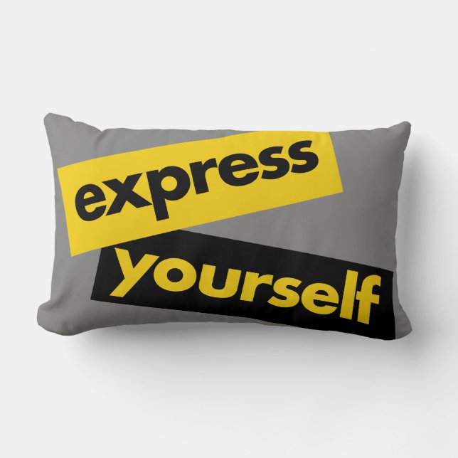 Modern, vibrant, bold graphic of Express Yourself Lumbar Cushion (Front)