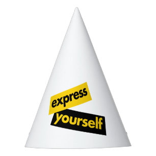 Modern, vibrant, bold graphic of Express Yourself Party Hat