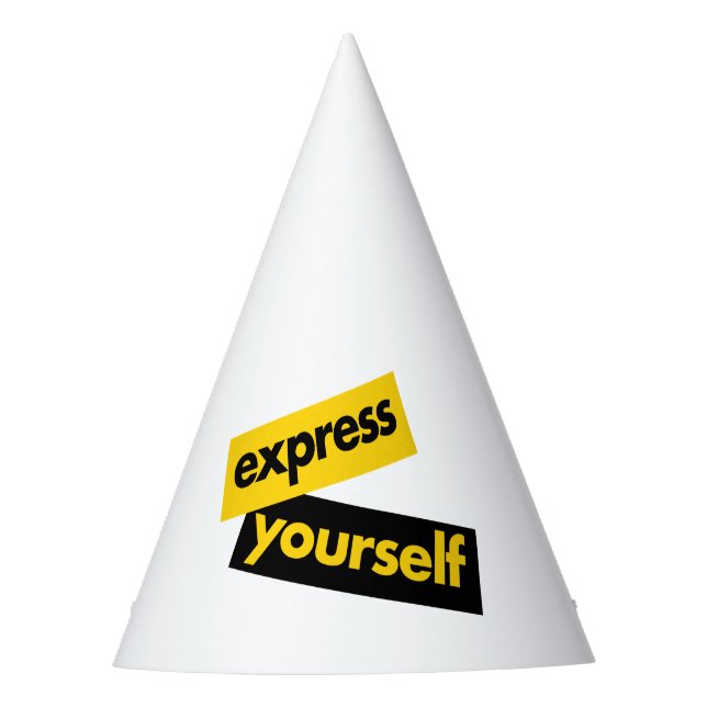 Modern, vibrant, bold graphic of Express Yourself Party Hat (Front)