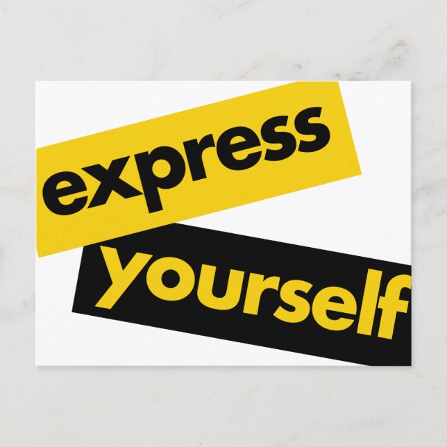 Modern, vibrant, bold graphic of Express Yourself Postcard (Front)