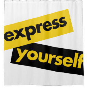 Modern, vibrant, bold graphic of Express Yourself Shower Curtain