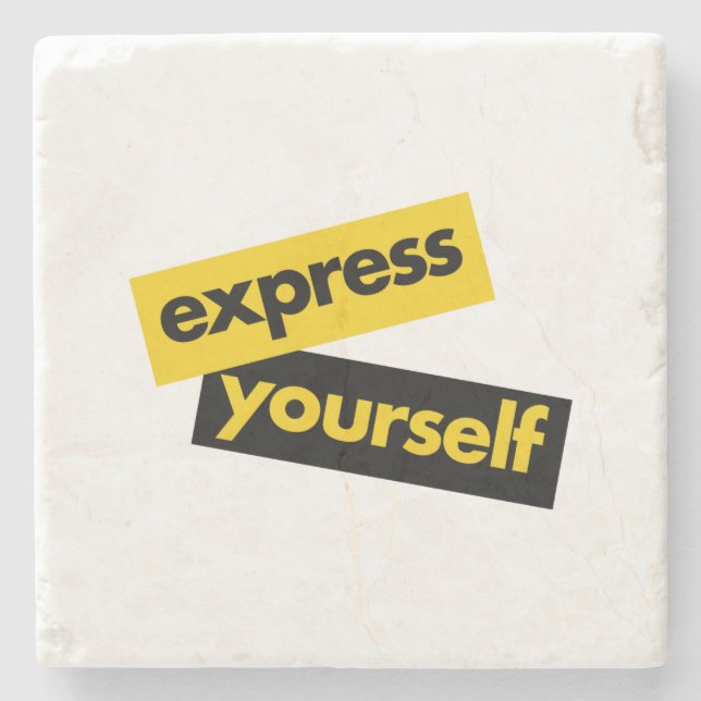 Modern, vibrant, bold graphic of Express Yourself Stone Coaster (Front)
