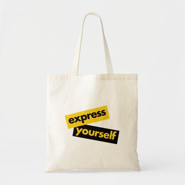 Modern, vibrant, bold graphic of Express Yourself Tote Bag (Front)