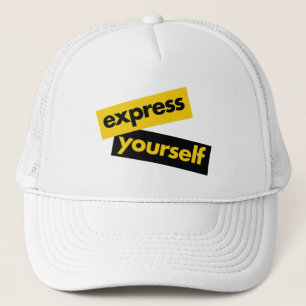 Modern, vibrant, bold graphic of Express Yourself Trucker Hat