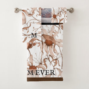 Modern vibrant color mother photo art bath towel set