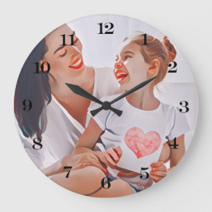 Modern vibrant color mother photo art large clock