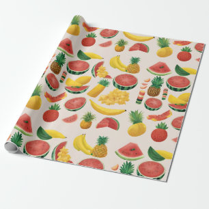 Modern Vibrant Colourful Party Mix Fruit Wrapping Paper