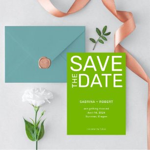 Modern Vibrant Green Bold Typography Wedding Save The Date
