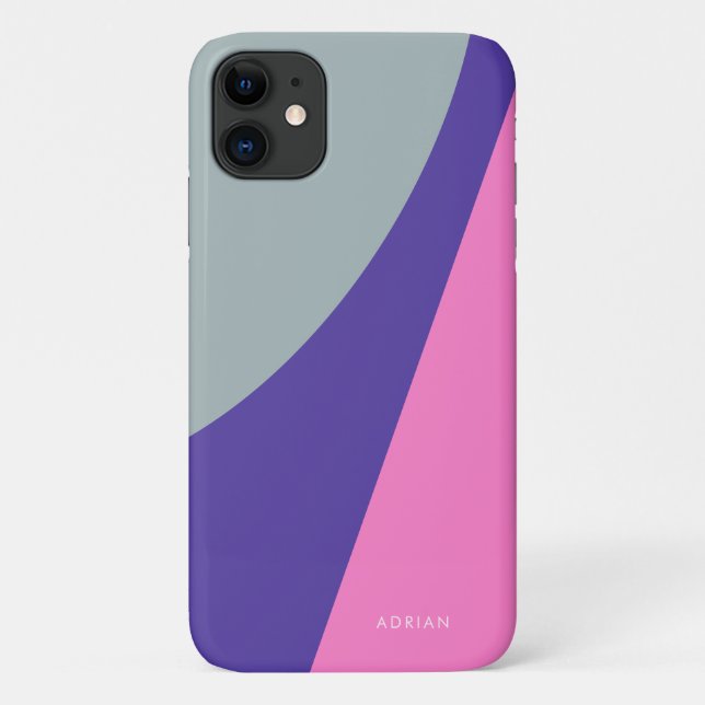 Modern vibrant mint purple & pink geometric Case-Mate iPhone case (Back)