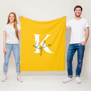 Modern Vibrant Personalised Monogram Name - Fleece Blanket