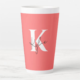 Modern Vibrant Personalised Monogram Name - Latte Mug