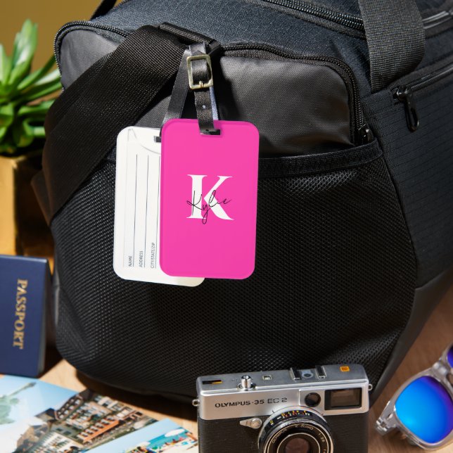 Modern Vibrant Personalised Monogram Name -  Luggage Tag (Front & Back)