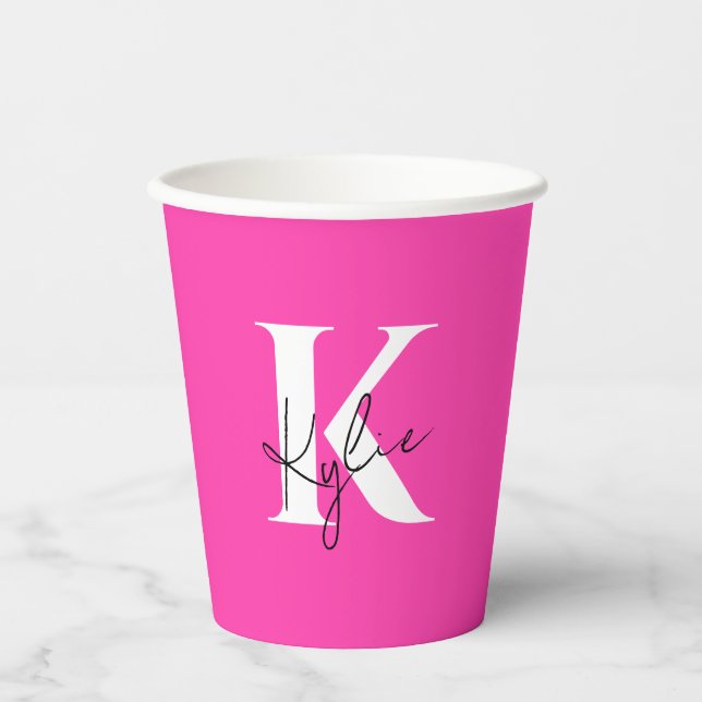 Modern Vibrant Personalised Monogram Name -  Paper Cups (Front)